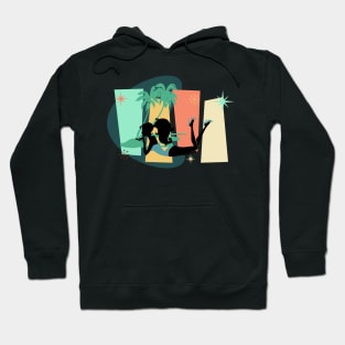 Mod Girl at the Beach - Mid-Century Modern Abstract Hoodie